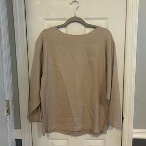 Women's Relaxed Boatneck Blouse in Light Tan